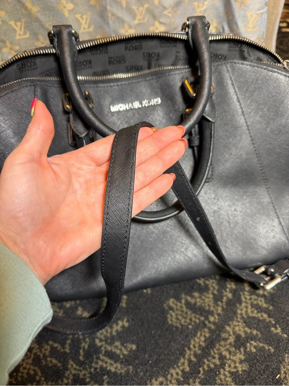 Michael Kors Black Leather Dome Satchel - Versatile Women's tote purse